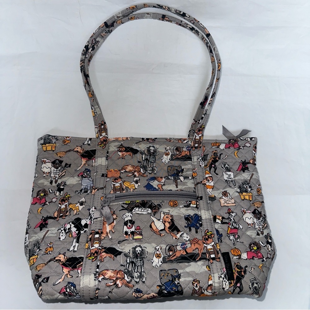 Vera Bradley Howl-O-Ween dog print small Gray Tote Halloween HTF